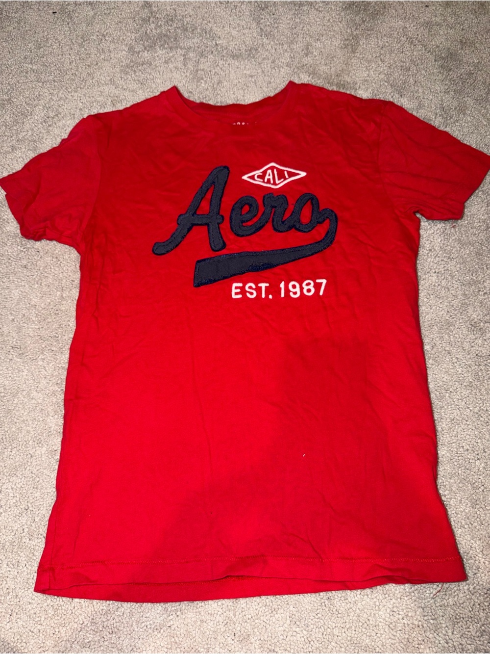 Aero Red Short Sleeve Graphic Tee with Navy Script